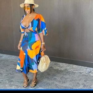 Colorful cut out dress